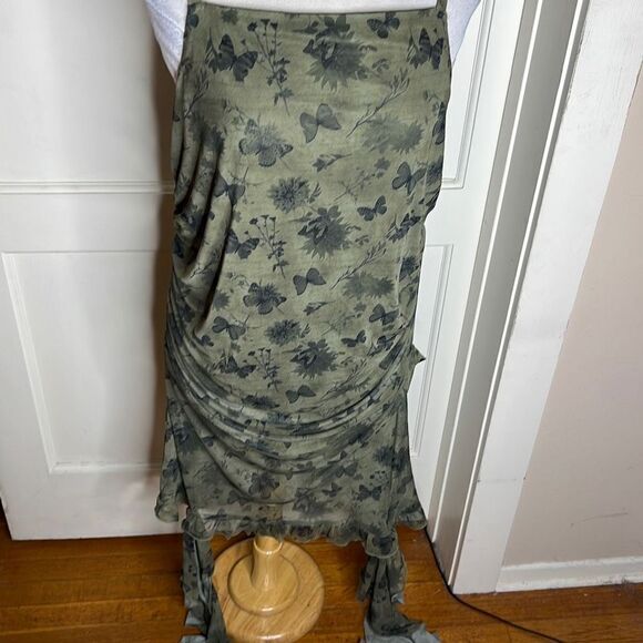 Hot Topic Green Butterflies & Flowers Asymmetrical Dress Size - Picture 3 of 7